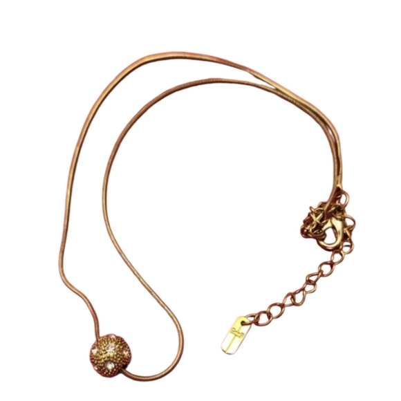 Vintage 70s Gold Filigree Crystal Ball Pendant Necklace – Signed RUNWAY Glam - Picture 8 of 8